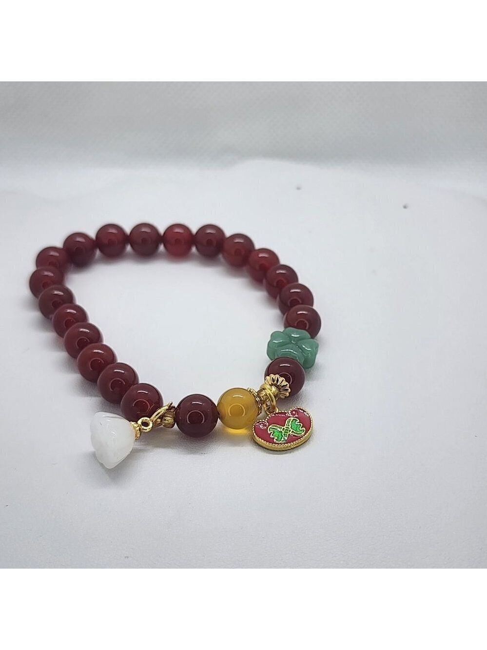 Brand New Burgundy, Yellow, White Agate Bracelet